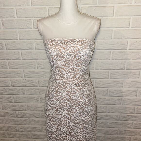 Dress the Population Tegan Illusion Mesh Embroidered Lace Cocktail Dress NEW S - Picture 4 of 13